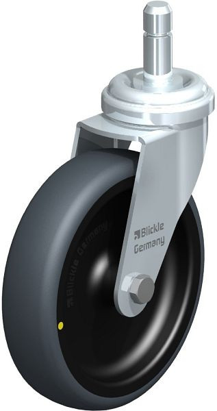 Blickle LRA-TPA 100G-ELS-ES Apparate-Lenkrolle mit Einsteckstift, Thermoplastisches Gummi-Elastomer, Grau, 751084