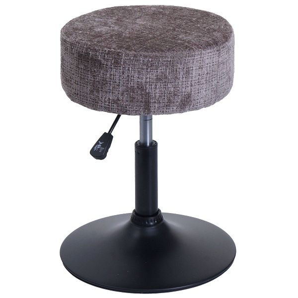 Mendler Hocker HWC-C22, Sitzhocker Schminkhocker, höhenverstellbar drehbar Ø 37cm Stoff Chenille (465g/m²) FSC®, braun, 108829