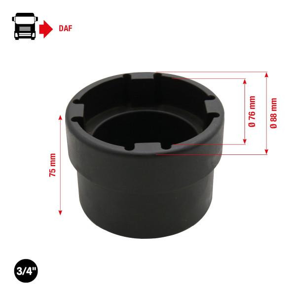 KS Tools 3/4" Nutmuttern-Schlüssel mit 4 Zapfen für DAF, Innenzapfen Ø 66,8 mm, 460.3740