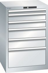 LISTA Schubladenschrank 27x27E (BxTxH) 564x572x850mm AUTO Lock, Lichtgrau, 6 Schubladen, Fronthöhe: 50 - 200 mm, 78.953.020.A
