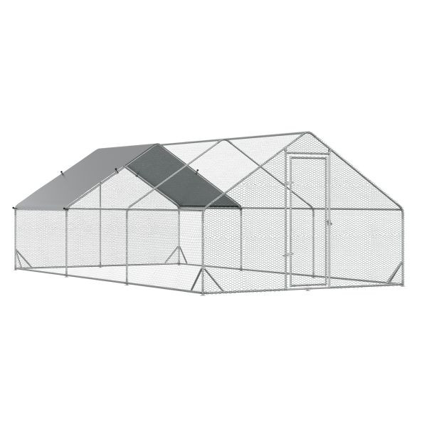 PawHut Hühnerstall Freilaufgehege XXL mit Schatten Dach Stahl 3 x 6 x 2 m, D51-277V02