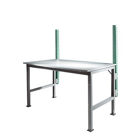 Manuflex Grund-Aufbausäulen für UNIVERSAL + PROFI Standard Grundtische, Nutzhöhe 600 mm, Graugrün, ZB3781.0001