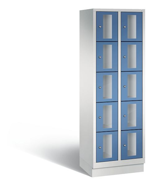 C+P Schließfachschrank Classic, 10 Fächer, H1800xB610xT500 mm, Grau/Fernblau, 8020A205 S10021