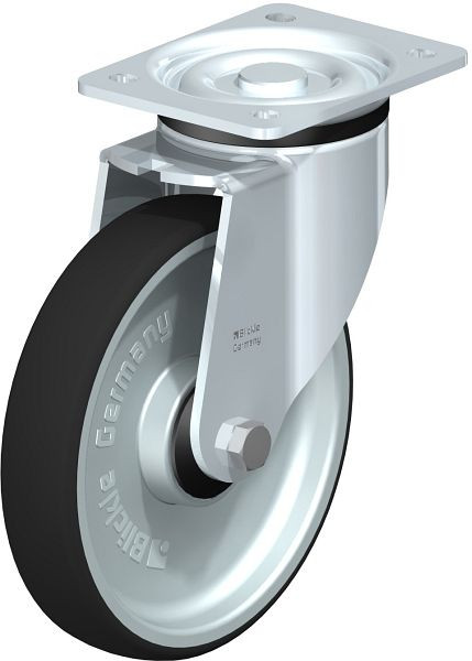 Blickle LK-PATH 200K-ELS Stahlblech-Lenkrolle, schwere Ausführung, mit Anschraubplatte, Thermoplastisches Polyurethan, Grau, 852281