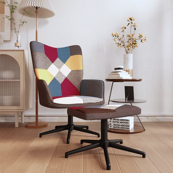 vidaXL Relaxsessel mit Hocker Patchwork Stoff, 328188, 8720286425596