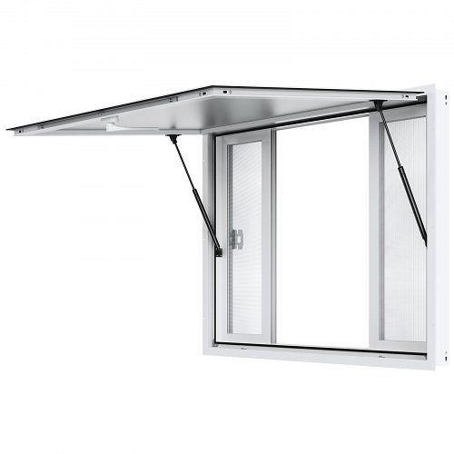 VEVOR Imbissfenster 1220x915 mm, Aluminium, 85° schwenkbar, 4 Schiebefenster, Markisentür, Zughaken, für Imbisswagen, SCFWCK4836YCMH67OV0