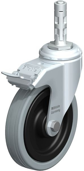 Blickle LKRA-VPA 125K-11-FI-E11 Apparate-Lenkrolle mit Expander & Feststeller, Vollgummi, Grau, 280594