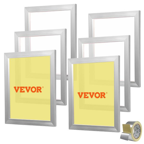 VEVOR Siebdruck Kit, 6 Stück Aluminium Siebdruck Rahmen, 16 x 20 Zoll iebdruck Rahmen mit 110 Count Mesh, SYKJD61101620PD9JV0