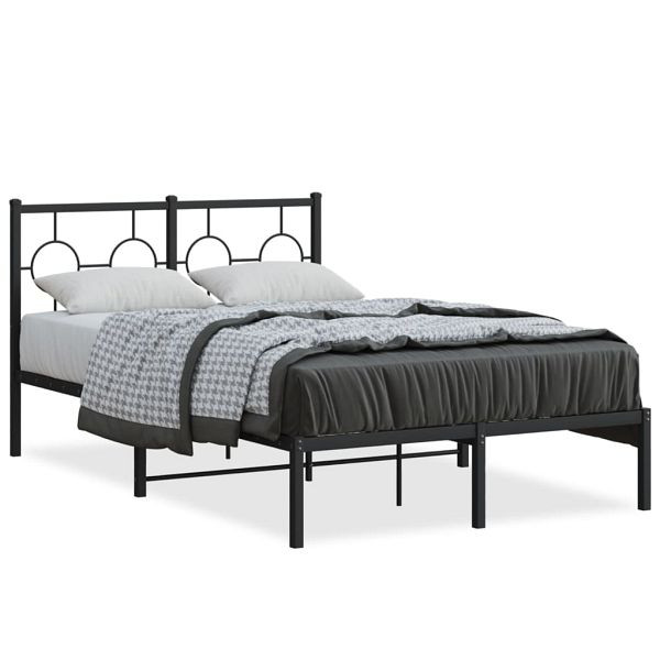 vidaXL Bettgestell mit Kopfteil Metall Schwarz 120x190 cm, 376223