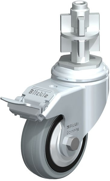 Blickle LKRA-VPA 80K-11-FI-FA-E17 Apparate-Lenkrolle mit Expander & Feststeller, Vollgummi, Grau, 750923