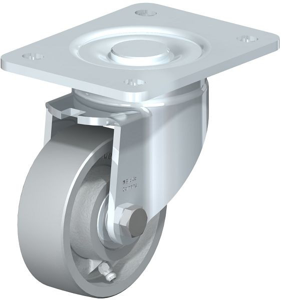 Blickle LH-G 100K-3 Stahlblech-Lenkrolle, Schwerlast-Ausführung, mit Anschraubplatte, Guss, Grau, 754596