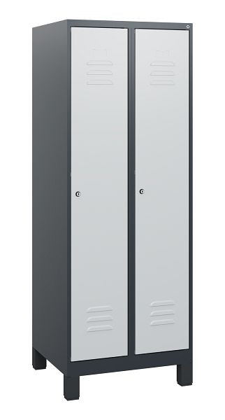 C+P Umkleidespind Classic PLUS, Füße, 2 Abteile, 1630x600x500mm, 7016/7035, Zylinderschlösser, 0800105-20 S10028