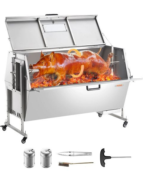 VEVOR Spanferkelgrill Lammgrill Drehspieß, 130kg 60W Edelstahl, DDXZKJ56YCQG19Z70V2