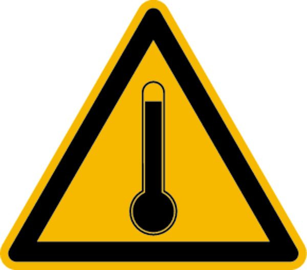 Schilder Klar Warnzeichen Warnung vor hoher Temperatur, 100 mm Folie selbstklebend, 7419/61