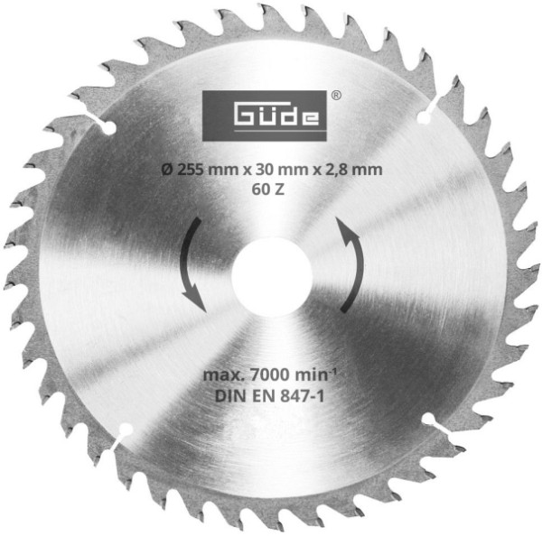Güde Holzsägeblatt HM 255x30x60Z, Anzahl der Zähne: 60, 55263, 4015671362490