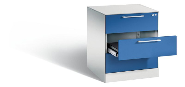 C+P Karteischrank Asisto, H710xB562xT600mm, Farbe: Lichtgrau / Enzianblau, Bügelgriff, 146274-322 S10060
