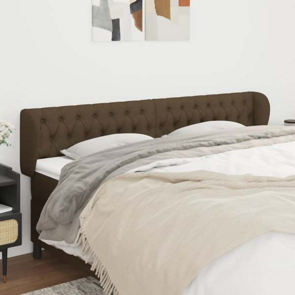 vidaXL Kopfteil mit Ohren Dunkelbraun 203x23x78/88 cm Stoff, 3117505
