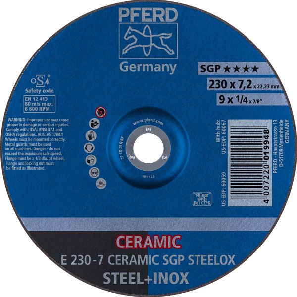 Pferd Schruppscheibe E 230-7 CERAMIC SGP STEELOX, VE: 10 Stück, 62218300