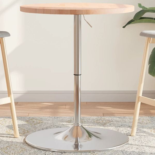 vidaXL Bartisch Ø60x90,5 cm Massivholz Buche, Material: Massives Buchenholz (unbehandelt), verchromter Stahl, 3270629