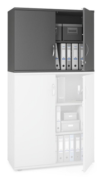 Deskin Flügeltüren-Aufsatzschrank MULTI M pro, Anthrazit, 1000 x 420 x 750 mm, 333167