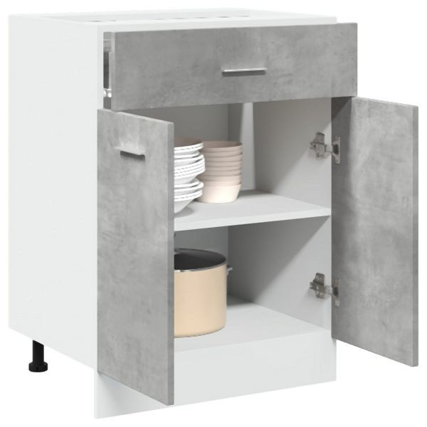 vidaXL Schubunterschrank Betongrau 60x46x81,5 cm Holzwerkstoff, 856088
