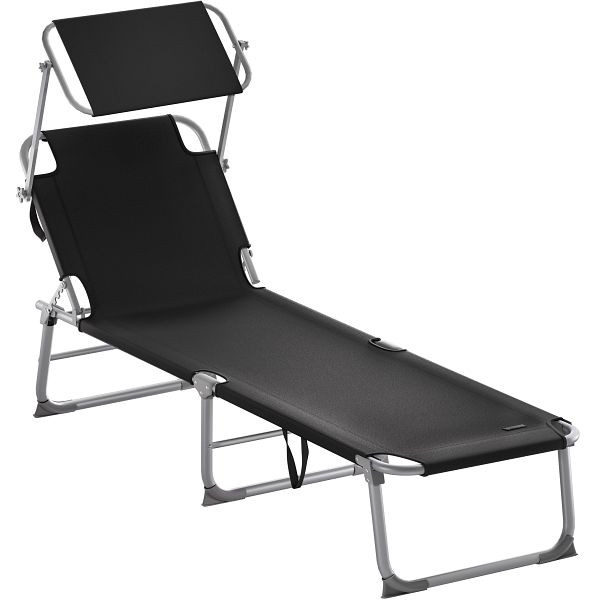 casaria Gartenliege Hawaii Schwarz Alu 190x60x30cm, 101420