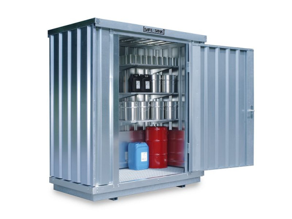 SÄBU SAFE Tank 300, (Außenaufstellung), verzinkt, montiert ALG, 2.100 x 1.140 x 2.300 mm, Einflügeltür auf der 2 m Seite, F119600101