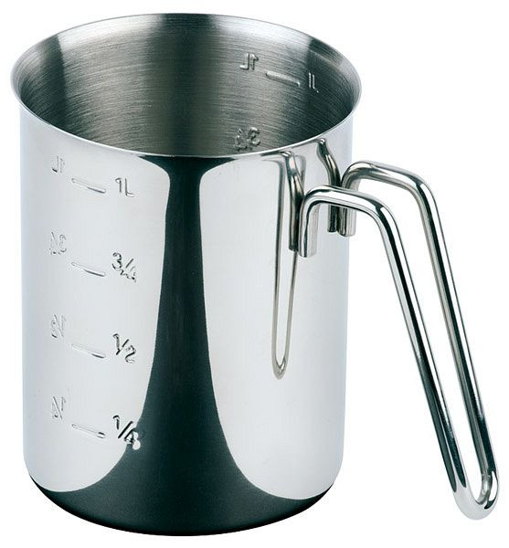 APS Messbecher, Ø 10 cm, Höhe: 14 cm, 1 Liter, Edelstahl, außen poliert, innen mattiert, mit Maßskalierung, 30045