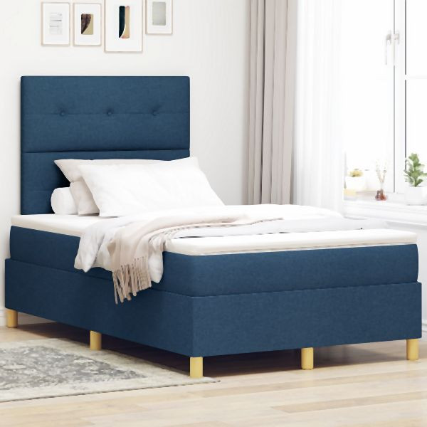 vidaXL Boxspringbett mit Matratze Blau 120x200 cm Stoff, 3339615