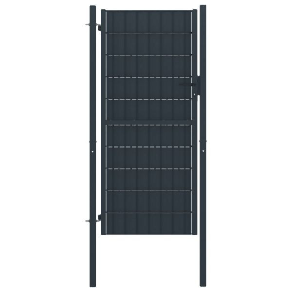 vidaXL Zauntor PVC und Stahl 100x204 cm Anthrazit, Eingangspunkt, 145236