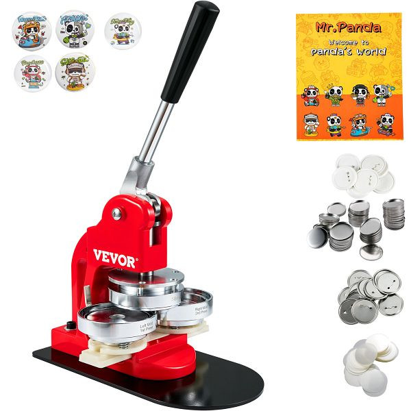 VEVOR Buttonmaschine Knopfmachermaschine 58mm, Badge Punch Press 500 Stück Blechdeckel, DIY Badge Press Machine Abzeichen Button Maker, BJSKXZ58MM5004E24V0