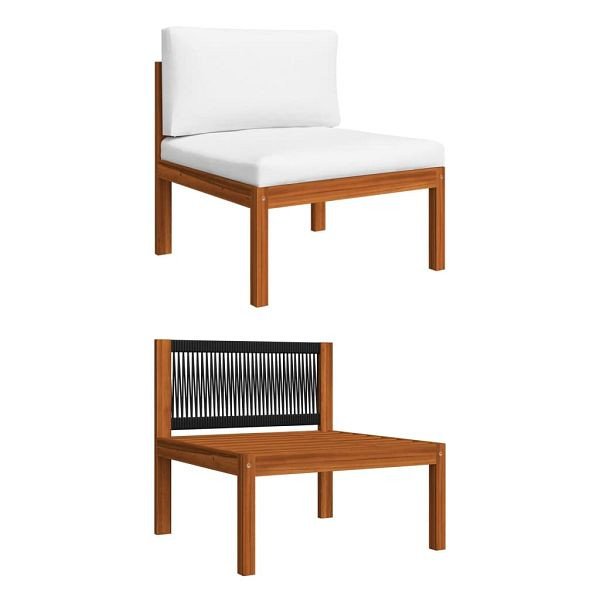 vidaXL Garten-Mittelsofa mit Auflagen Massivholz Akazie, 312429