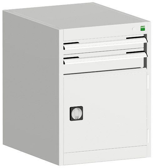 bott cubio Schubladenschrank bestückt mit 2 Schubladen, Tür BxTxH: 525 x 650 x 700 mm, RAL 7035, 40018021.16V