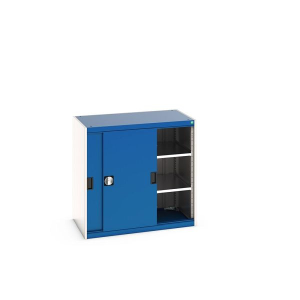 bott cubio Schiebetürenschrank bestückt, mit 2 Fachböden, BxTxH: 1050x650x1000mm, Enzianblau, 40021138.11V
