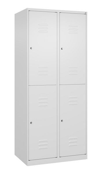 C+P Doppelstöckiger Spind Classic PLUS, 2 Abteile, 1850x800x500mm, 9016/9016, Zylinderschlösser, 080300-22 S10032