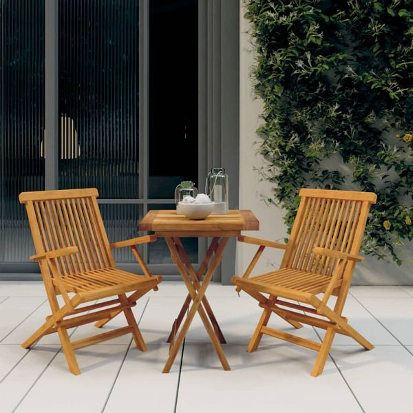 vidaXL 3-teilig Garten-Essgruppe Massivholz Teak, 3087189