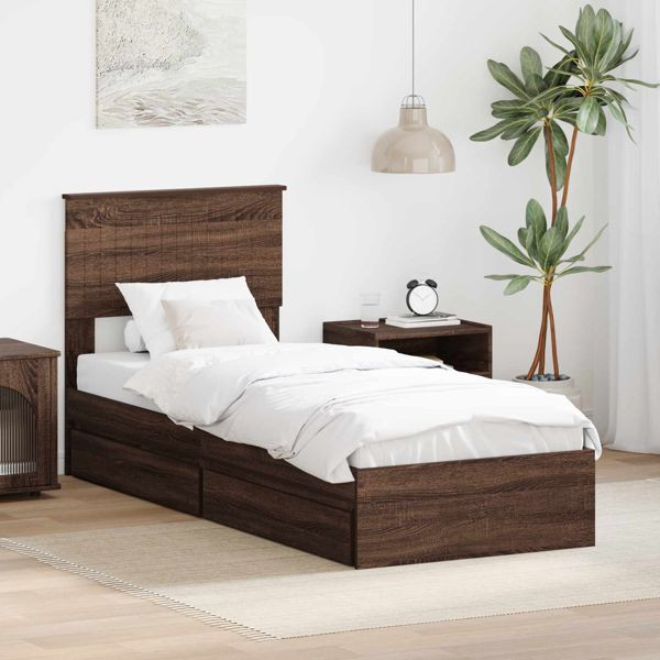 vidaXL Bettrahmen Braun Eichen-Optik 75 x 190 cm Holzwerkstoff, 3410853