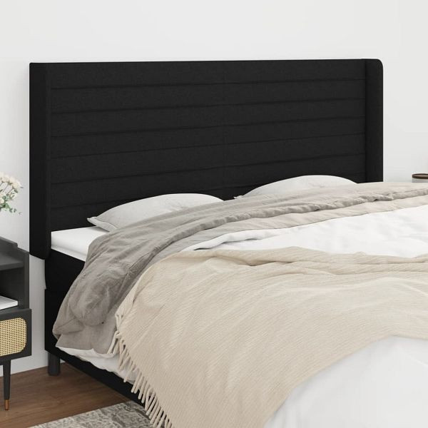 vidaXL Kopfteil mit Ohren Schwarz 163x16x118/128 cm Stoff, 3119728
