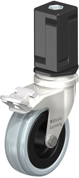 Blickle LRXA-VPA 75G-FI-EXV07 Edelstahl-Apparate-Lenkrolle mit Expander & Feststeller, Vollgummi, Grau, 856434