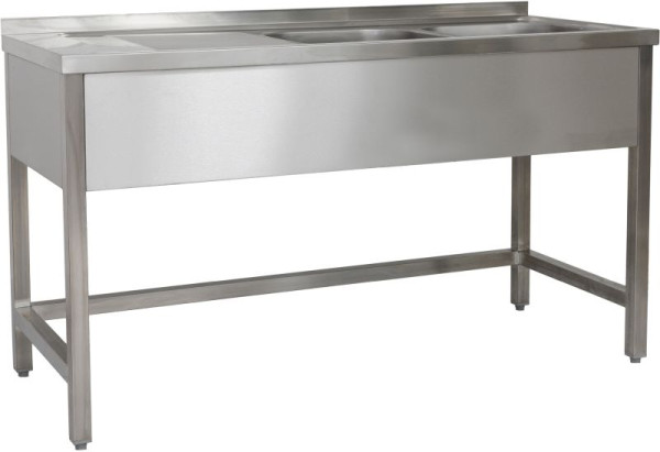 A&S Polarny Spültisch 1500 x 600 x 850 mm 2 Becken rechts, Ohne Grundboden, 600 mm Tiefe, SPTO1562BR