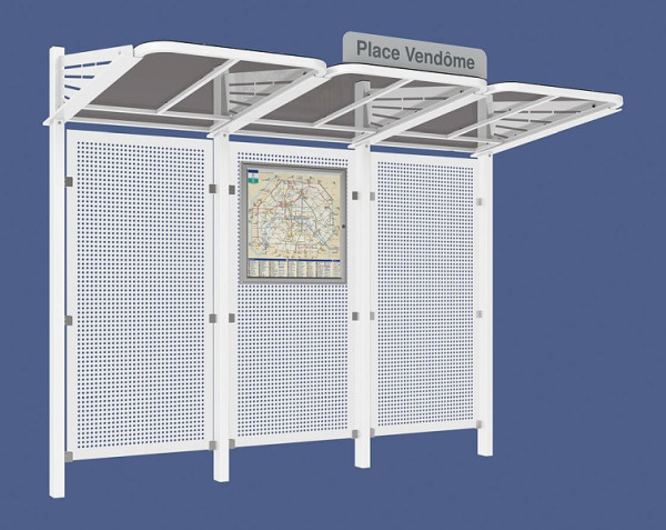 Procity Wartehalle Convi® Mit Blechrückwand - Ohne Seitenverkleidungen, Farbe RAL 9010, 529435.9010