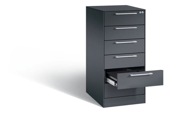 C+P Karteischrank Asisto, H1010xB440xT600mm, Farbe: Schwarzgrau, Bügelgriff, 146245-622 S10004