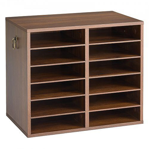 VEVOR Dokumentenablage Holz Schreibtisch Organizer mit 12 Fächern Braun, Akten, Papiere, Verstellbaren Einlegböden Büro, MDF, WJZLFPJRZBC1WK76K001V0