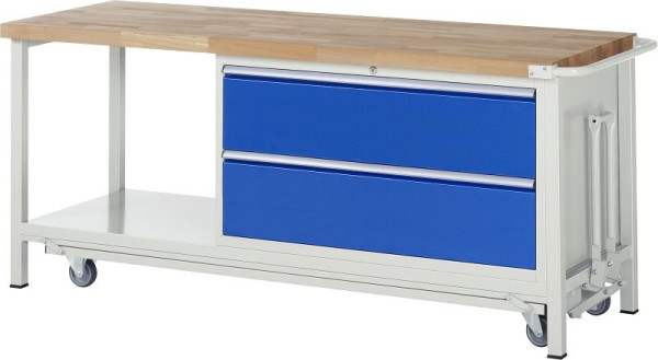 RAU Absenkbare Werkbank 8000 - Modell 8355, B2000 x T700 x H880 mm, mit 2 Schubladen, 15-8355A6-207B4F.11