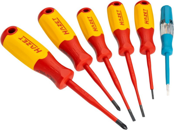 Hazet Hochvolt Elektriker Schraubendreher Satz, schutzisoliert, Schlitz Profil, Kreuzschlitz Profil PH, 6-teilig, 811KV/6