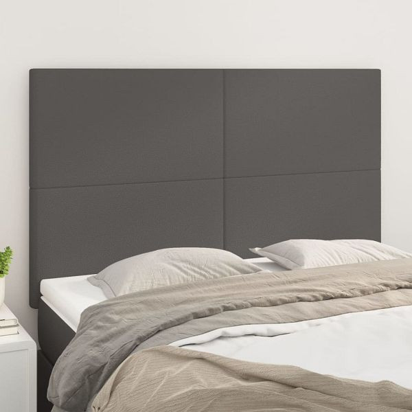 vidaXL Kopfteile 4 Stück Grau 72x5x78/88 cm Kunstleder, 3116146
