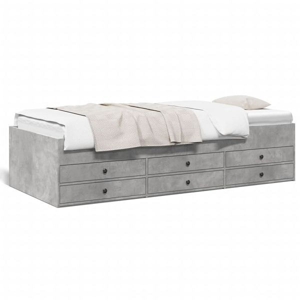 vidaXL Tagesbett mit Schubladen Betongrau 90x190 cm Holzwerkstoff, 3280884