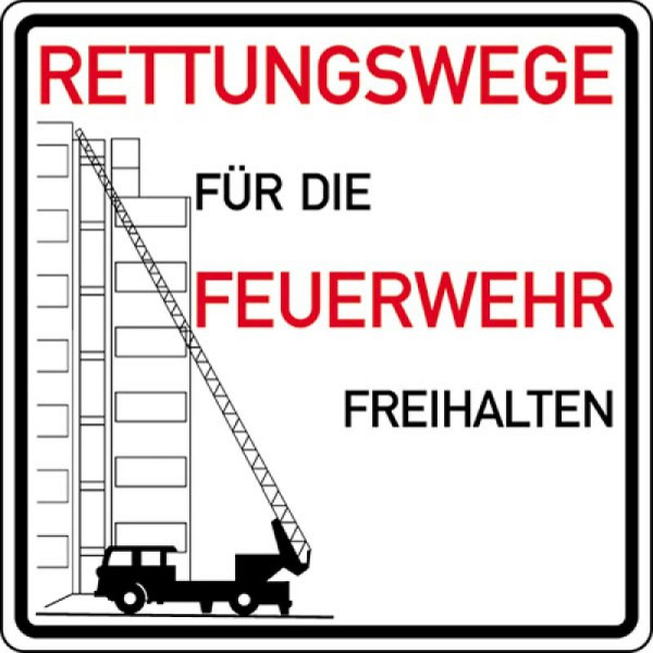 Stein HGS Rettungswege für die Feuerwehr freihalten, Alu, Stärke 1mm, Leiterwagen Symbol, 51.2762