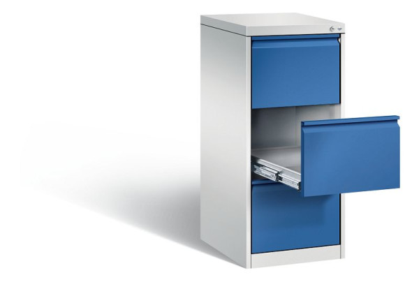 C+P Karteischrank Acurado, H1045xB433xT590mm, Farbe: Lichtgrau / Enzianblau, Griffleiste, 12423-321 S10007