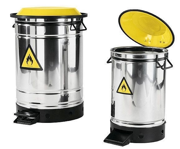 asecos Entsorgungsbehälter aus Edelstahl, für lösungsmittelhaltige Abfälle, 50 Liter, 390 x 600mm, 8641